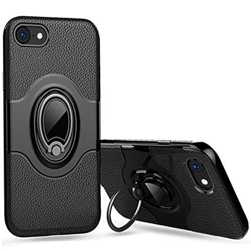 TOPOZ iPhone 8 Case, iPhone 7 Case with Ring Holder Kickstand Ring Stand Grip With Metal Patch Shock Absorbing Bumper soft TPU inner Hard PC Back Cover for iPhone 8/7/(Black)