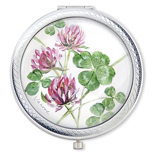 Vanroe 'Lucky Clover' Luxury Compact Mirror in Gift Box - UK Designer, Good Luck or Leaving Present Idea, Magnified