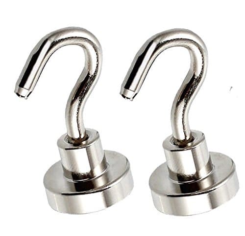 LifeKrafts Heavy Duty Neodymium Magnetic Hooks for Multi-Function on Any Metal Surface,Pack of 2-Silver