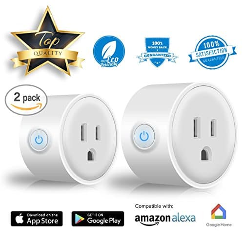 Smart Plug, WiFi Enabled Mini Smart Sockets Compatible with Amazon Alexa &amp; Google Home, No Hub Required, Remote Control Your Devices from Anywhere, ETL Listed with Timing Function, White - 2Pack