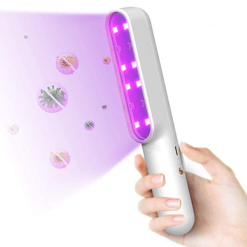 UV Light,UV-C Light Sanitizer with USB Charging,Mini Portable UV Lamp Sterilizing Stick,Handheld UV-C Light Sterili-zer Travel Wand for Household Wardrobe Toilet Kitchen Room Toys Pet Area (White)