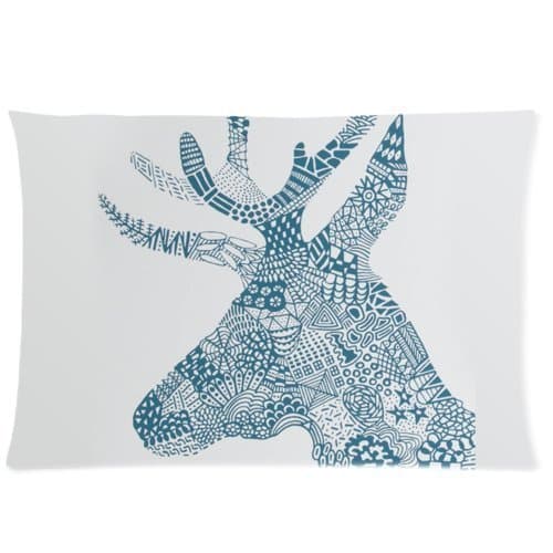 Super Soft Throw Pillow Covers Abstract Blue Deer Head Deer Face Buck Animal Throw Pillow Case Zippered Pillow Cover Home Sofa Decorative 20"X 30" Inch(Twin Sides) Hot Brand