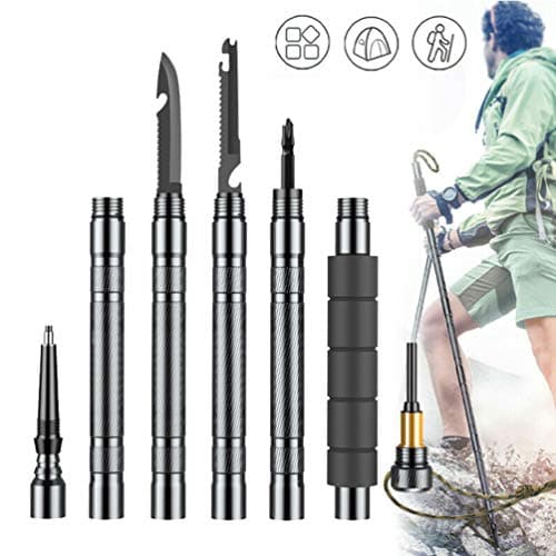 DEBBD Trekking Pole Folding Multi-Function Defense Walking Safe Stick Screwdriver Kit