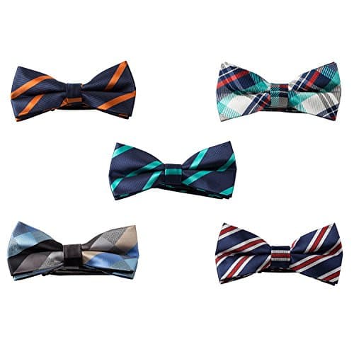 5 PACKS Elegant Adjustable Pre-tied bow ties by GradeCode for Men Boys in Different Colors (5 Grid)
