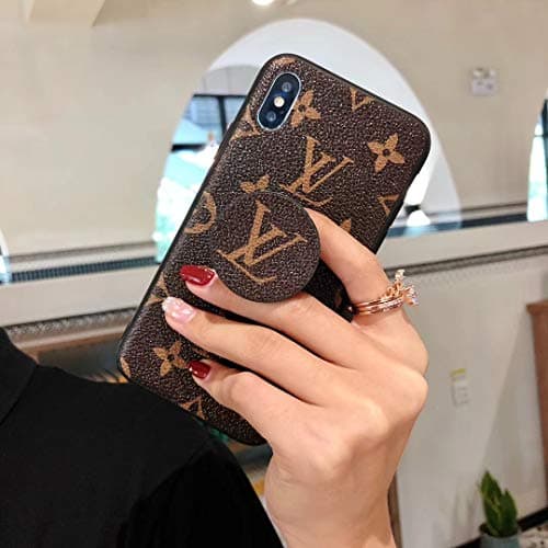 Phone case for iPhone 8 Plus Case, iPhone 7 Plus Case, PU Leather Designer Fashion Elegant Classic Style Soft Cover with Phone Stand Case for iPhone 7 8 Plus - Brown