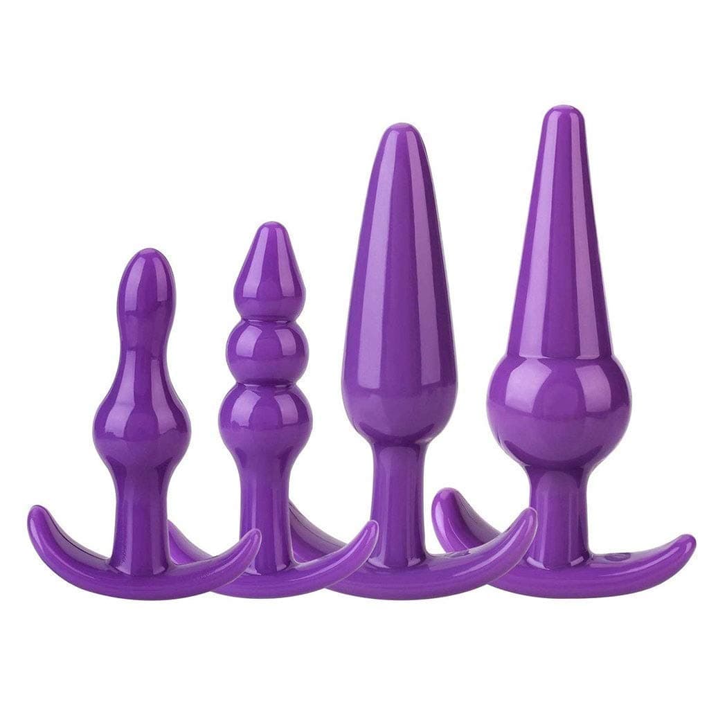 Bu~tt P~lu~g T-bar Base Kit - Training Toys - Erotic Games Role Play - Womens Stimulator - 4 pcs Beginners Anales Set - Best Idea for Gift to Him - Purple