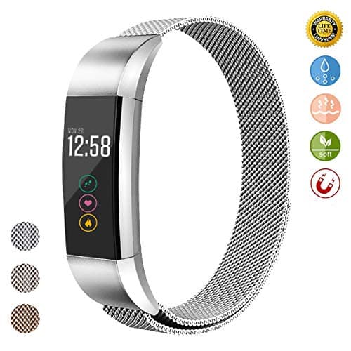 Webanker Replacement Bands Compatible with Fit bit Alta HR and Alta，Stainless Steel Metal Bracelet Strap Wristband Magnetic Lock for Women Men