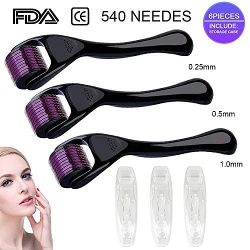 LaSante Derma Roller 3 different size with storage cases, 3 in 1 Micro Needles 3 Pack Derma Roller Kit – Microdermabrasion Roller New Skin Care Facial Needle Roller Home Use Beauty Skin Care .25mm