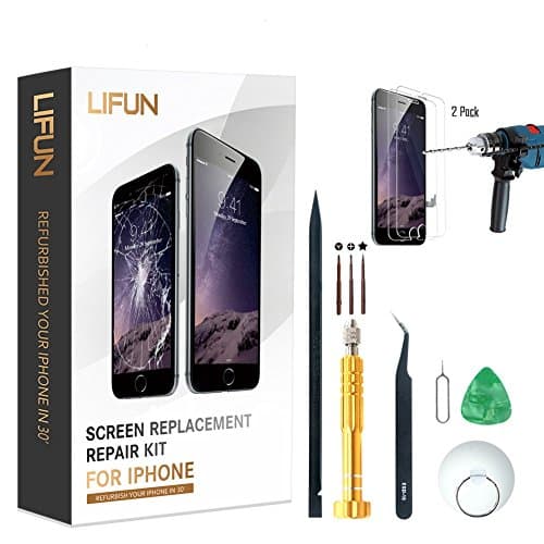 Screen Replacement for iPhone 7 in Black 4.7'',Including All Tools,Instruction,2 Screen Protectors, Repair Kit With Digitizer LCD Touch Screen Frame Assembly (Black, iPhone 7, 4.7inch)