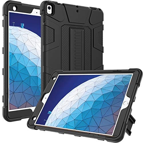 ACKETBOX iPad Case for New iPad Air 3 10.5" 2019/iPad Pro 10.5 2017, Silicone Cover+PC Case Full Body Protective Case with Kickstand for iPad Air (3rd Gen) 10.5" 2019/iPad Pro 10.5 2017(Black)