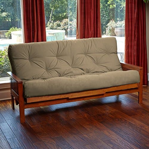 New Replacement Futon Mattress Solid Cover Memory Foam Pocket Coil/Innerspring (QUEEN, KHAKI)