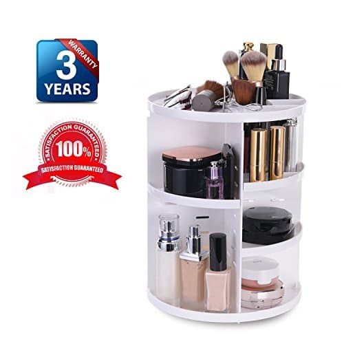 Cosmetic Organizer 360° Rotating Adjustable Multi-Function Cosmetic Storage Holder Fits Toner Essential Oils Creams Lipstick Brushes White Large Capacity - Caysim