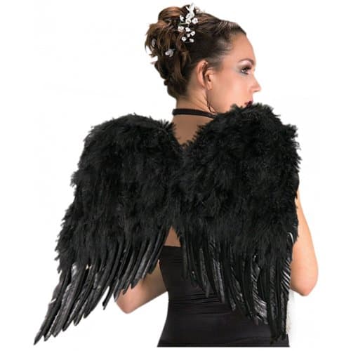 Deluxe Black Feather Wings Costume Accessory