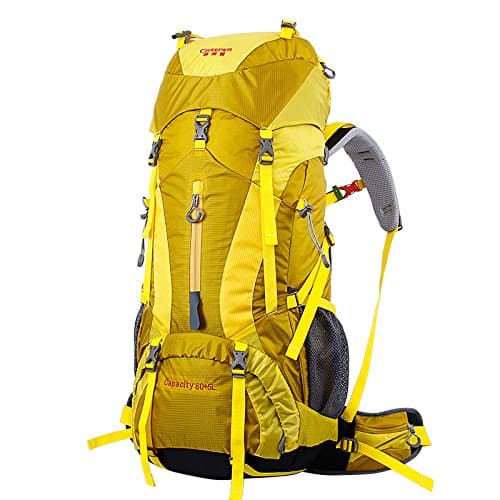 Creeper 60L+ 5L Internal Frame Backpack With Free Rain Cover (Yellow)
