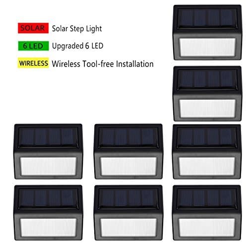 Enkman Outdoor LED Solar Step Light, [Upgraded Version] Wireless Waterproof Super Bright White Lamp for Steps Decks Pathway Yard Stairs Fences (8)