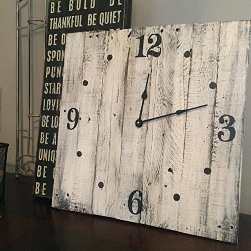 20" Square White Clock with Distressed Finish Wall Clock made by Seeka Decor