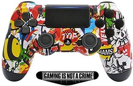 Soft Sticker Bomb Custom PS4 Pro Rapid Fire Custom Modded Controller 40 Mods for All Major Shooter Games, Fortnite, BO4 & More (CUH-ZCT2U)
