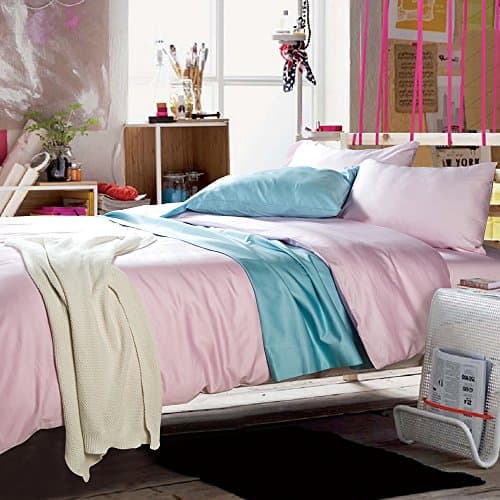 UFO Home 3pc Duvet Cover Set, 600 Thread Count Percale, 100% Egyptian Cotton, Zipper Closure, No Inside Filler or Comforter, Solid Lavender-blush Color (Full, Lavender-blush-AH)