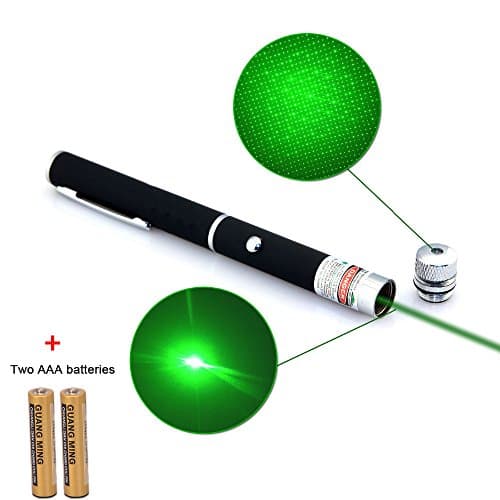 High Power 5mw Teaching pen flashlight Beam Laser Pointer Lazer Projector Pen (Green + stars + batteries)