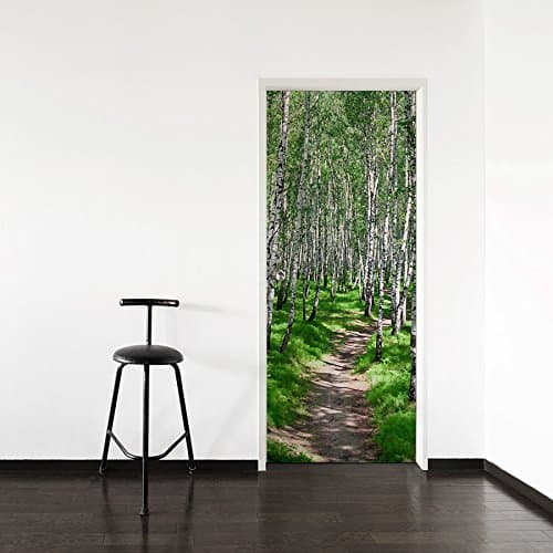 Wallums Birch Tree Path Door Mural Sticker