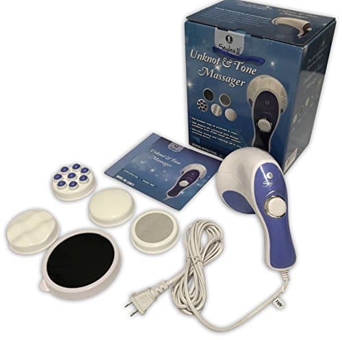Styles II Unknot & Tone Body Massager – 4 Variable Attachments to Relieve Knots, Pains, Stiffness & Fatigue in Neck, Shoulders, Feet, Hips & More – Great for Home & Travel Use