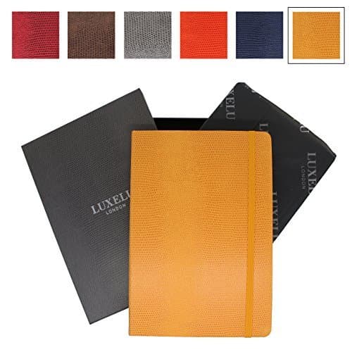 Luxury A6 (4.1" x 5.8") Small Notebook from Luxelu London, in Signature Finish, Beautifully Gift Boxed (Mustard Yellow)