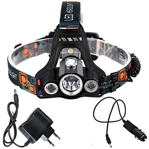 Skycoolwin Design 6000Lm Multifunction 4-Modes Head Lamp Bead T6+2R5 LED Headlamp Camping Light Bike Lamp