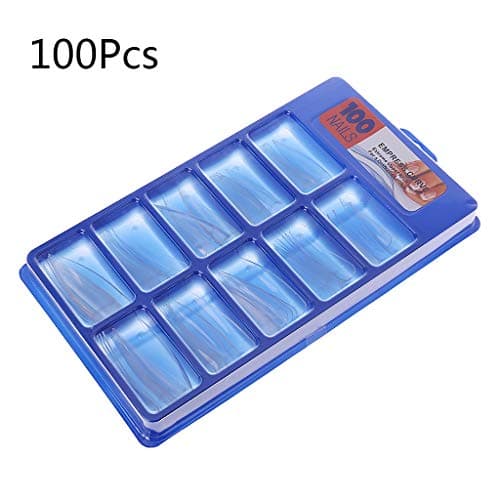 vlook001 100pcs False Nail Tips Sharp Transparent Long Full Cover Nail Tips Kit Nail Art Accessories