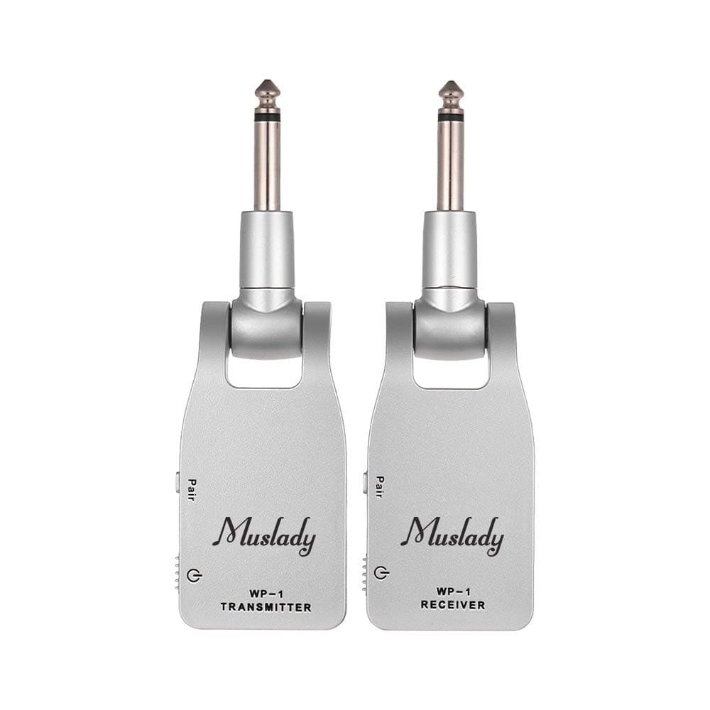 Muslady 2.4G Wireless Guitar System Transmitter & Receiver Built-in Rechargeable Lithium Battery 30M Transmission Range for Electric Guitar Bass