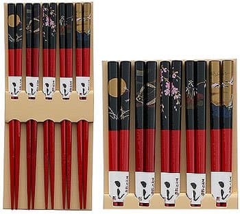 Red Lacquer Scenery Chopsticks Set