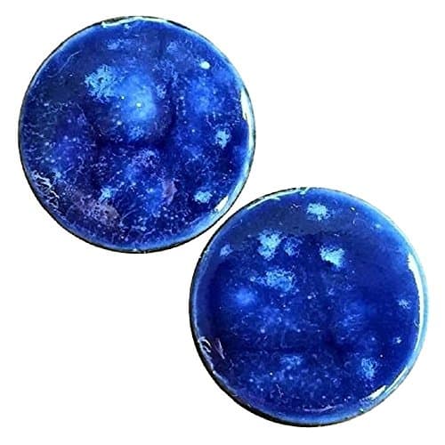 Pair - Celestial Blue Ceramic Glass Ear Plugs with Essential Oils Diffuser for Scented Gauges (24mm l 15/16in)