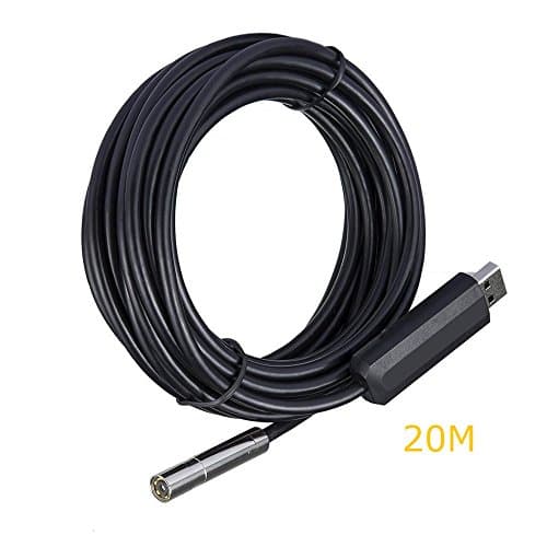LONGCAN 2.0MP HD 720P Coms 6 LEDs PC USB Endoscope 5.5mm Dia Mini Waterproof Borescope Snake Inspection Camera Pipe Locator - 20M Cable