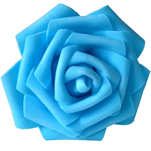 Lightingsky 8cm Real Touch Artificial Rose Head, DIY 3D Artificial Flowers for Wedding Bouquets, Room Decoration (100, Blue)
