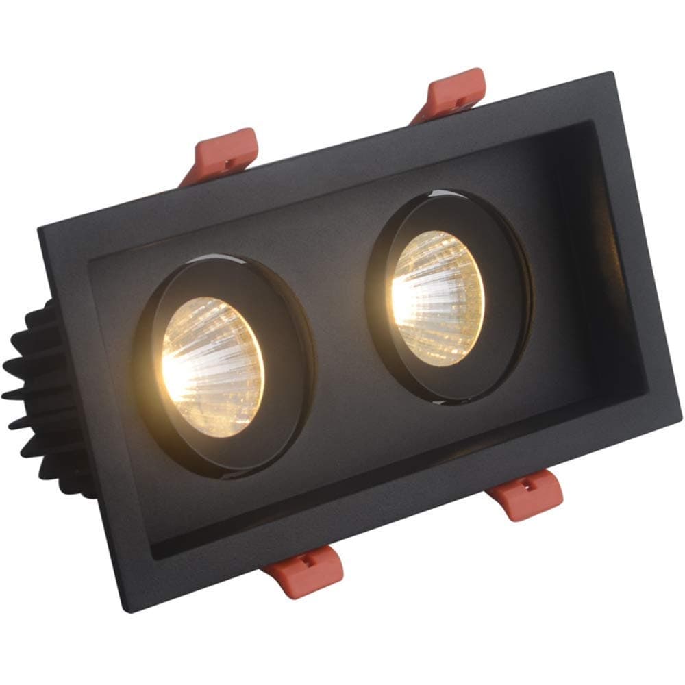 WPOLED 10W Black Double Head 360° Rotatable LED Ceiling Spotlight Embedded Adjustable Ceiling Panel Light Square Aluminum Spot Lamp Recessed Downlight for Kitchen Bedroom