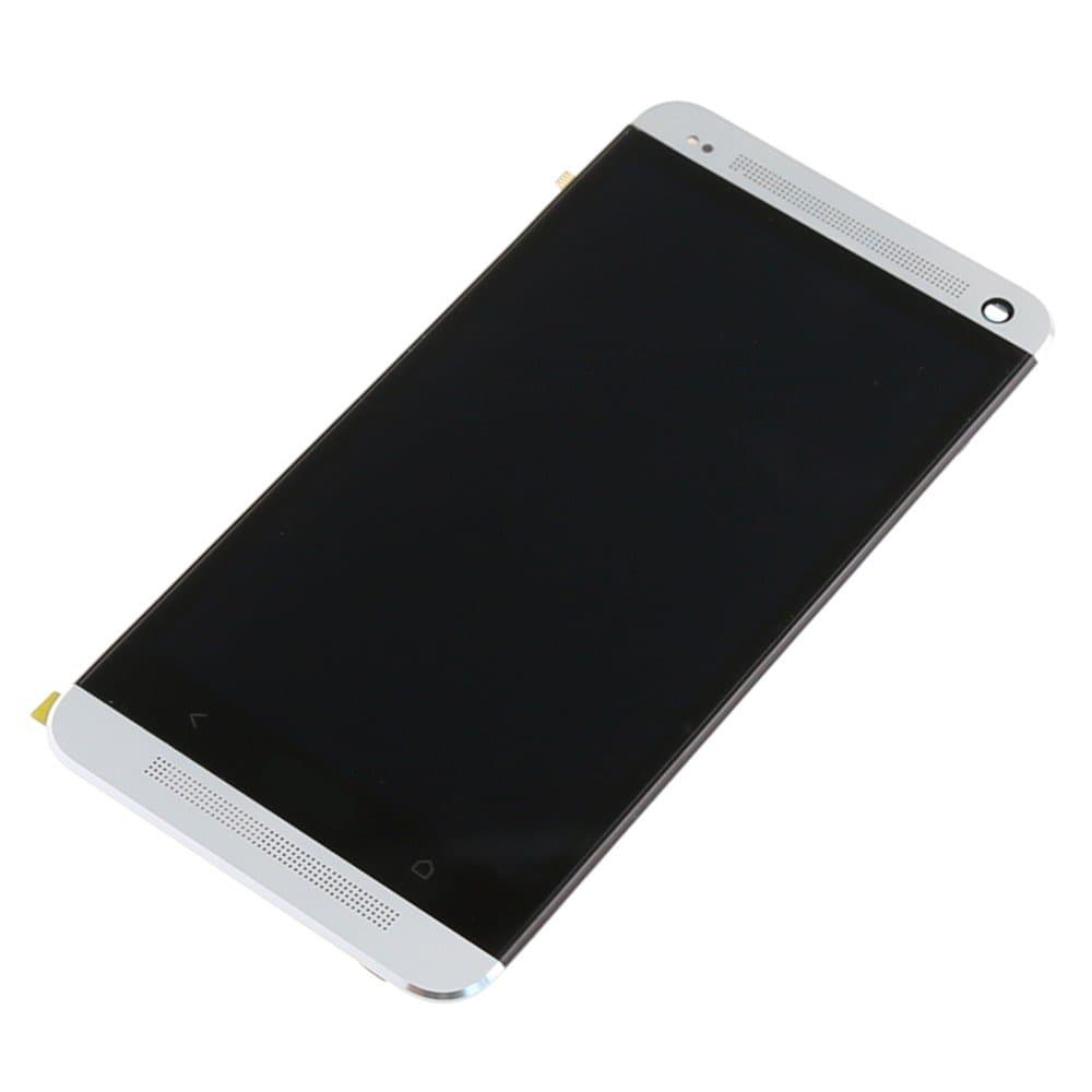 Complete LCD Display Touch Screen Glass Panel Digitizer Assembly + Frame Replacement Repair Parts For HTC One Big M7 802t 802d 802w Dual Sim Card Silver