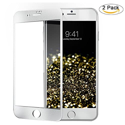 Titanium Alloy Frame iPhone 8 Plus/7 Plus Universal Screen Protector Tempered Glass,9H Hardness Matte Texture,3D Touch Metallic Luster,All-inclusive Body,Design for Apple iPhone 7/8 Plus [Silver]