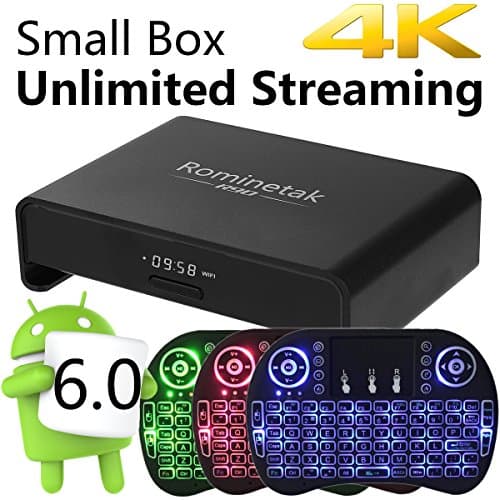 Rominetak [Wireless Touchpad Backlit Mini Keyboard] + R90 Android 6.0 OS TV Box 2GB DDR3 RAM 16GB Flash Bluetooth 4.0 4K UHD 3D Fully Loaded Octa Core Rooted Unlocked Streaming Media Player