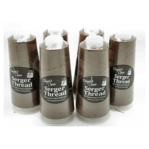 Serger / Embrodery Polyester Thread Cones, Multi-pack of 6 Spools 1640 Yards, BROWN