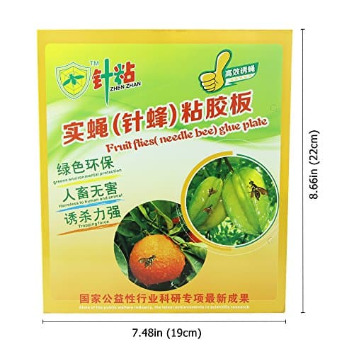 EUSTON Fruit Fly Trap - Yellow Dual Sticky Trap - Disposable Oxic Sticky Glued Paper for Plant Insect Like Aphids, Leaf Miners and White Flies（20-Pack） (Large, yellow1)