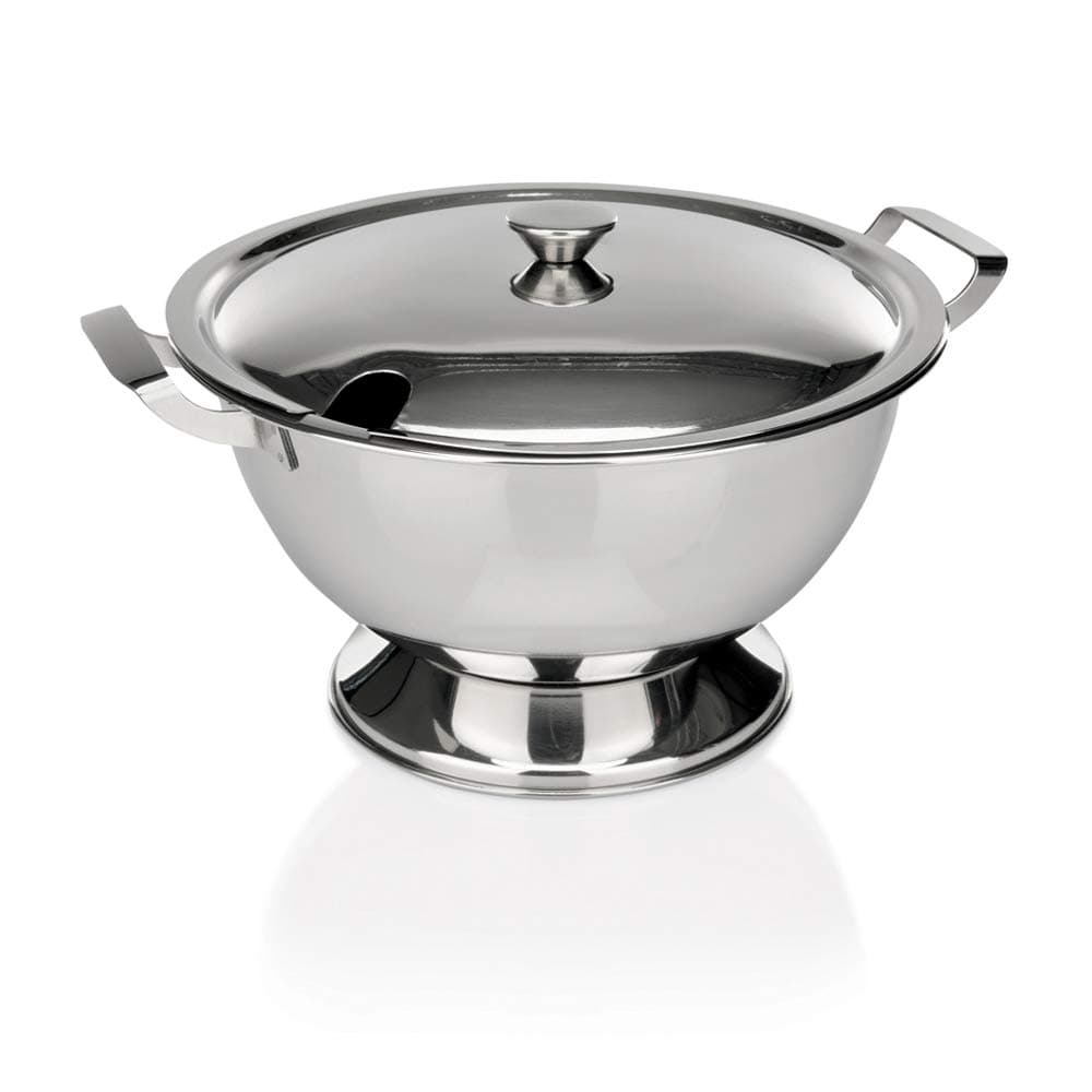 WAS 1475 065 Soup Terrine on Base with Two Side Handles and Lid, Lid with Solvent Recess, 0.65 Litres, Diameter 15.5 cm, Height 9.0 cm