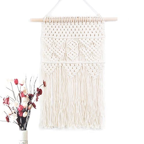 HAYATA Macrame Wall Hanging Tapestry - BOHO Chic Home Decorative Interior Wall Decor - Bohemian Ethnic Apartment Dorm Room Art Decor - Wedding Party Backdrop Living Room Bedroom Decorations, 13.0"W x