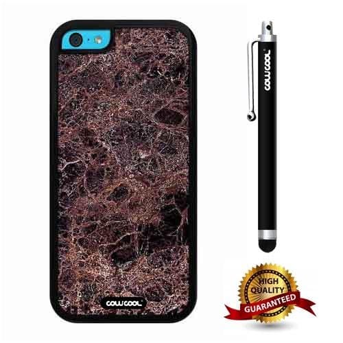 iphone 5C Case, Marble Pattern Case, Cowcool Ultra Thin Soft Silicone Case for Apple iphone 5C - Brown Silk Thread Marble Texture