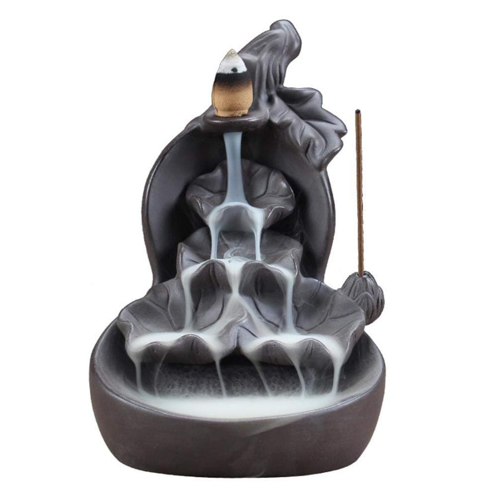 Risup Ceramic Incense Burner Backflow Incense Burner Holder + 10pcs Incense Cones Incense Stick Holder for Home Office Decor