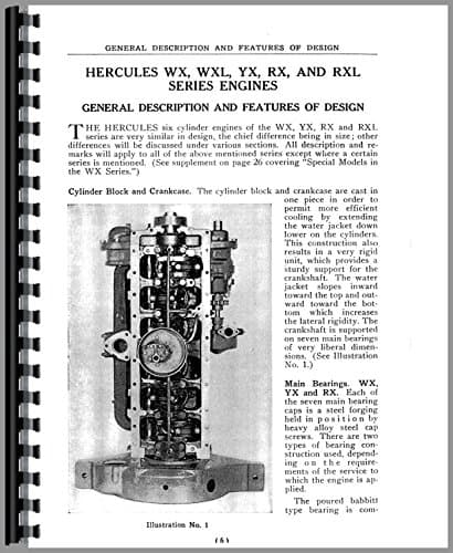 Hercules Engines OOC Engine Service Manual Plastic Comb