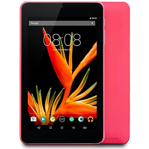 Alldaymall Tablet with 64 bits Quad Core CPU, 7'' HD 1920x1200 IPS Display, Android 5.1 Lollipop, 1GB RAM 16GB Flash, Wi-Fi, Bluetooth, Dual Camera - Pink