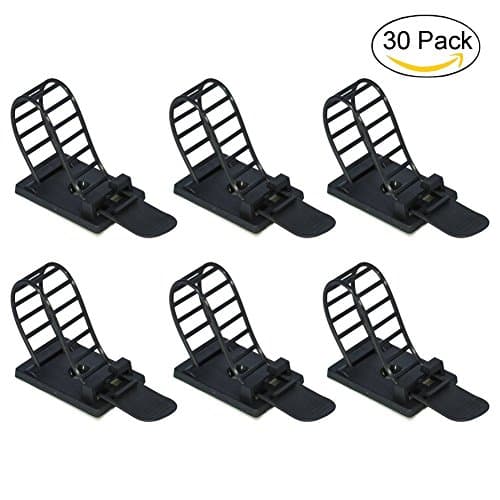YiwerDer 30Pcs Adjustable Cable Clips, Adhesive Wire Clips, Cable wire Management Holder Clamps with Screw Mount for Home, Car and Office- Black