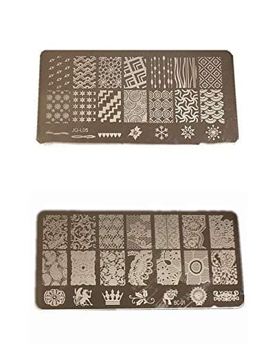 Newlly Nail Stamping Kit with 2 Rectangular Image Plates
