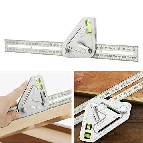 Universal Angle Ruler Multi Function, Metal Multi Angle Measuring Ruler Scriber, Roof Revolutionizing Carpentry Utensil, Construction Woodworking Template Drawing Layout Tool