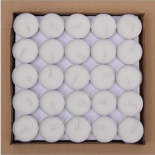 Firefly 50 Set Tea Light Candle Unscented Bulk Quality Tealights Burning Time About 4 Hours Tealights for Celebration, Wedding, Party, Spa, Aromatherapy, Hand Poured (White)