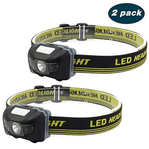 WitMoving Headlamp Bright Headlight with 4 Modes AAA Battery Operated Lightweight Helmet Light for Camping, Caving, Hiking, Reading, Runing(2pack)